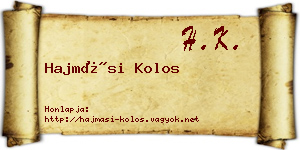 Hajmási Kolos névjegykártya